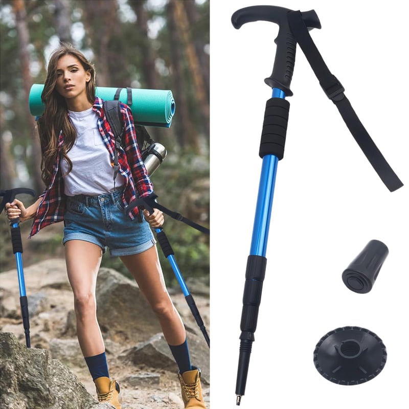 Bastion PANYI Pliabil și Telescopic pentru Bărbați și Femei – Baston de Mers din Aliaj de Aluminiu pentru Drumeții în Aer Liber, Alpinism și Sport