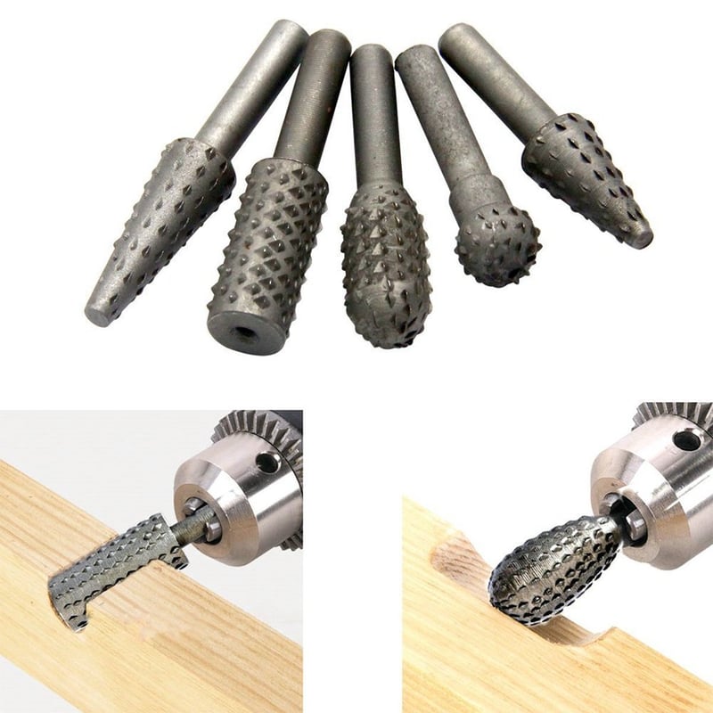 Paor 5 részes HSS rotációs marókészlet fához - 6mm szárátmérő, 13mm fejátmérő - Csiszolás, polírozás, formázás - Fúrógéphez csatlakoztatható