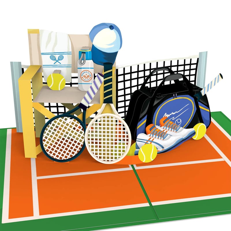 Felicitare Pop-Up papercrush Tenis - Felicitare 3D de zi de naștere cu rachetă de tenis