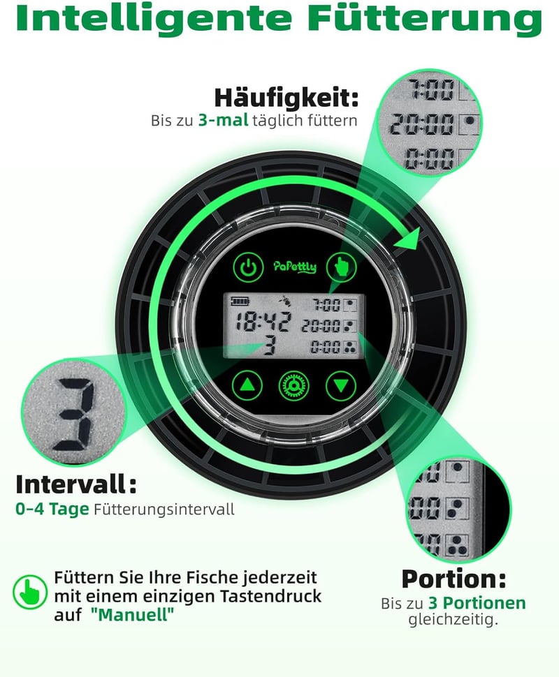 Papettly Automata Haletetõ Akváriumhoz USB Töltéssel és LCD Kijelzõvel