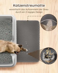 Papettly Rozsdamentes Acél Macskatoalett - Félig Zárt Alomtálca Alátéttel, Könnyen Tisztítható, 50x35x20 cm, Kis és Közepes Macskáknak 3