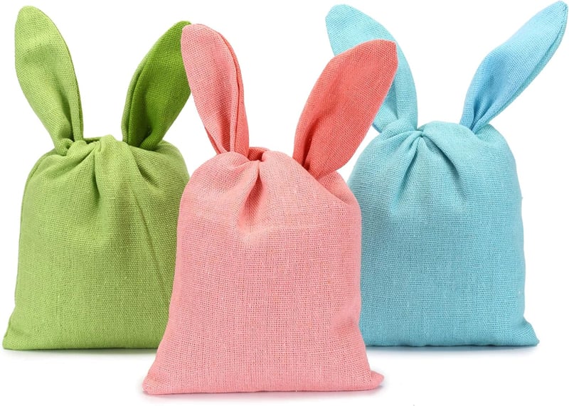 Papierdrachen Húsvéti Nyúl Mintás Juta Velúr Táska Füllel - Újrahasználható Ajándék Csomagolás - Jute Set 2