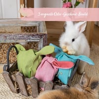 Papierdrachen Húsvéti Nyúl Mintás Juta Velúr Táska Füllel - Újrahasználható Ajándék Csomagolás - Jute Set 2 3