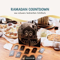 Decor masă din lemn Papierdrachen pentru numărătoarea inversă de Ramadan, lac negru, set Sărbătoarea Dulciurilor 02 2