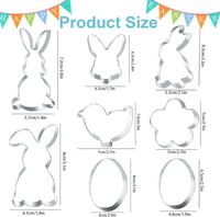 PAPU Set de 8 forme pentru fursecuri de Paște - Oțel inoxidabil, forme de iepuraș, pui, ou, floare pentru copt, fondant 2