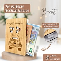 Card Cadou pentru Bani de Nuntă PARBOOLY, Felicitare de Nuntă din Lemn pentru Mire și Mireasă, Cadou de Nuntă din Lemn 3