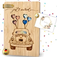 Card Cadou pentru Bani de Nuntă PARBOOLY, Felicitare de Nuntă din Lemn pentru Mire și Mireasă, Cadou de Nuntă din Lemn 1