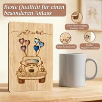 Card Cadou pentru Bani de Nuntă PARBOOLY, Felicitare de Nuntă din Lemn pentru Mire și Mireasă, Cadou de Nuntă din Lemn 5