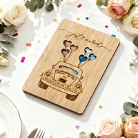Card Cadou pentru Bani de Nuntă PARBOOLY, Felicitare de Nuntă din Lemn pentru Mire și Mireasă, Cadou de Nuntă din Lemn 6