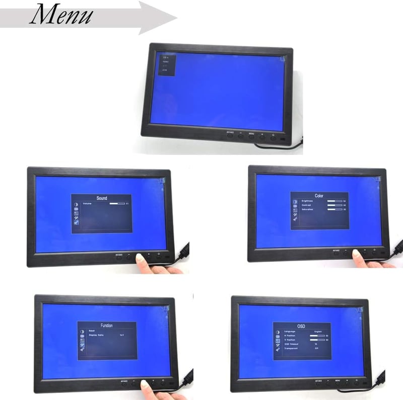Pardarsey 10.1" HD TFT LCD Monitor BNC/AVI/VGA/HDMI Autós Biztonsági Kamera Kijelző