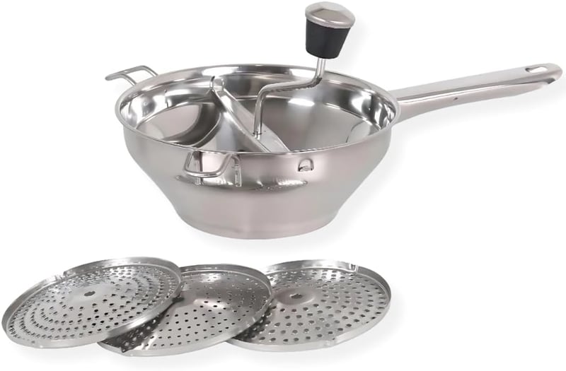 PARENCE Rozsdamentes Zöldség Reszelo 3 Koronggal Burgonyatörő 20cm