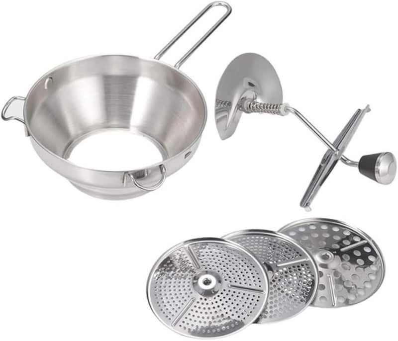 PARENCE Rozsdamentes Zöldség Reszelo 3 Koronggal Burgonyatörő 20cm