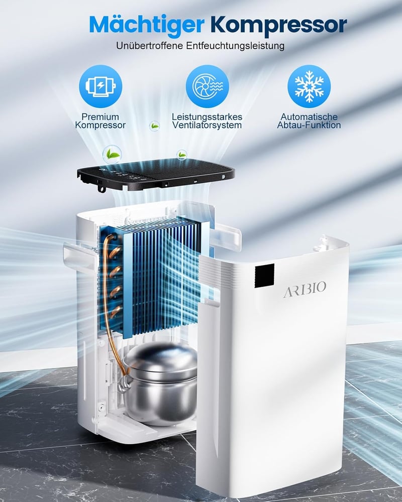 PARKOO Elektromos Párátlanító 20L/nap, LED Kijelzővel, 60m² Területre, Ruhaszárító Funkcióval, Időzítővel, Folyamatos Vízelvezetéssel, Fehér - White, 20l-u, Polypropylene (PP) Acrylonitrile Butadiene Styrene (ABS)