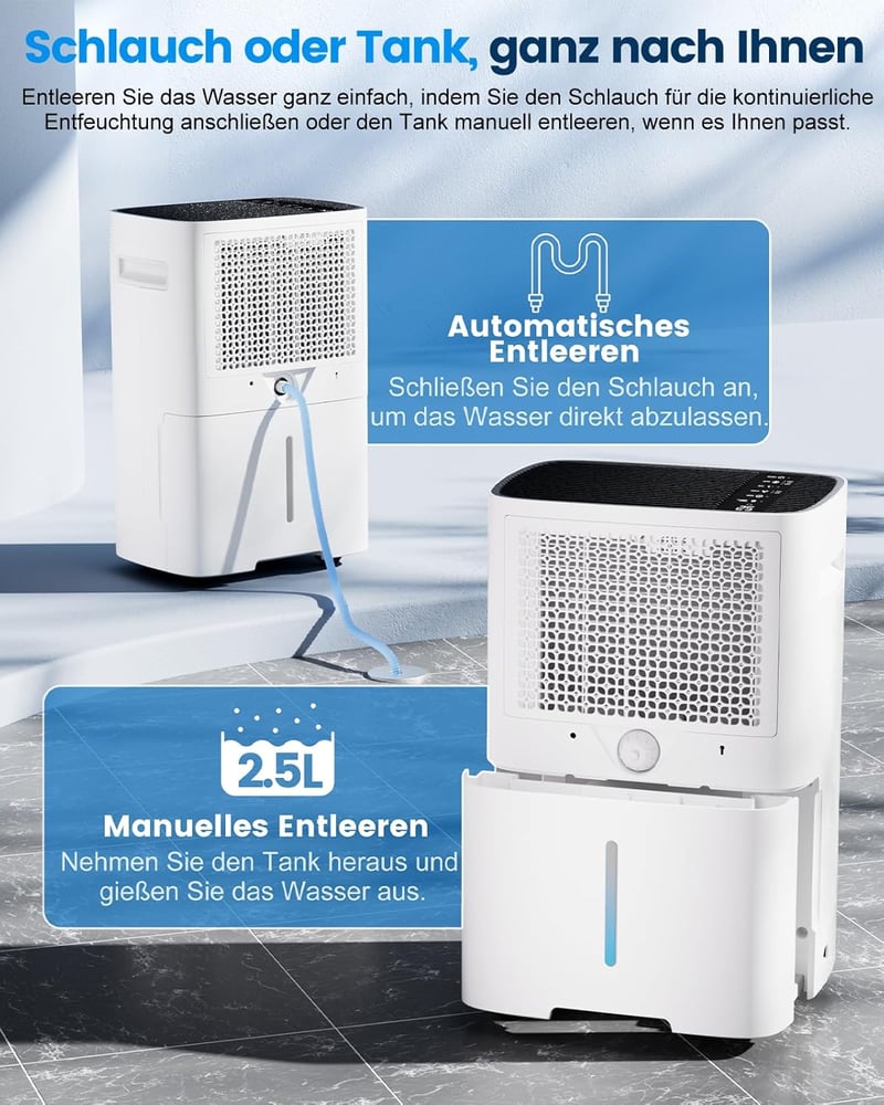 PARKOO Elektromos Párátlanító 20L/nap, LED Kijelzővel, 60m² Területre, Ruhaszárító Funkcióval, Időzítővel, Folyamatos Vízelvezetéssel, Fehér - White, 20l-u, Polypropylene (PP) Acrylonitrile Butadiene Styrene (ABS)