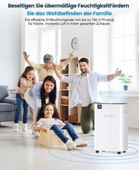 PARKOO Elektromos Párátlanító 20L/nap, LED Kijelzővel, 60m² Területre, Ruhaszárító Funkcióval, Időzítővel, Folyamatos Vízelvezetéssel, Fehér - White, 20l-u, Polypropylene (PP) Acrylonitrile Butadiene Styrene (ABS) 7