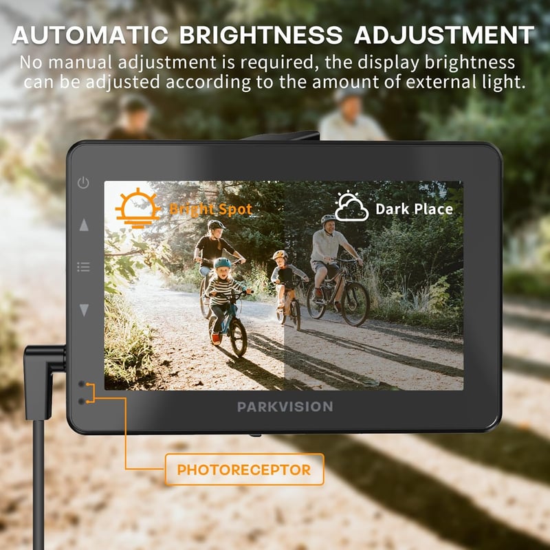 PARKVISION Kerékpár Tolatókamera 4,3" AHD 1080P Monitorral - 8000 mAh Akkumulátor, Éjjellátó Funkció, Univerzális Bicikli Visszapillantó Tük