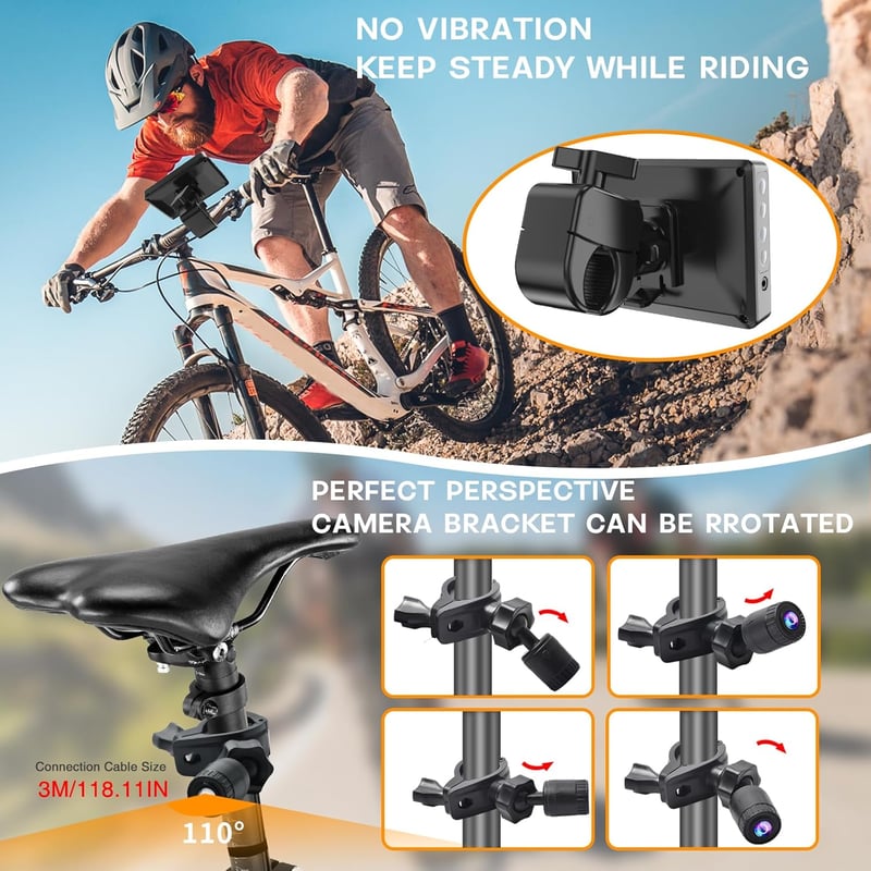 PARKVISION Kerékpár Visszapillantó Tükör 4.3" Monitor 1080P Éjszakai Látással