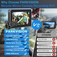 PARKVISION Kerékpár Tolatókamera 4.3" LCD Monitorral - 1080P AHD Felvevős Visszapillantó Tükör 64GB TF Kártyával, Univerzális Bicikli Kiegés 6
