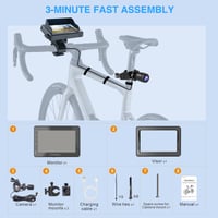 PARKVISION kerékpár tolatókamera készlet HD 1080P éjjellátóval, 10000 mAh, 16-38 mm kormányra 6