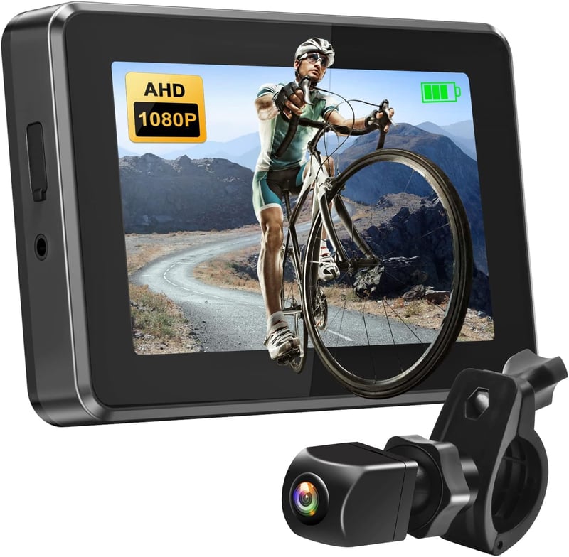 PARKVISION Kerékpár Visszapillantó Kamera 4.3" AHD 1080P LCD Monitorral - 360° Forgatható Tükör Éjjellátóval Országúti és Hegyi Biciklikhez