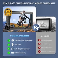 PARKVISION Kerékpár Visszapillantó Tükör 4.3" Monitor 1080P Éjszakai Látással 8