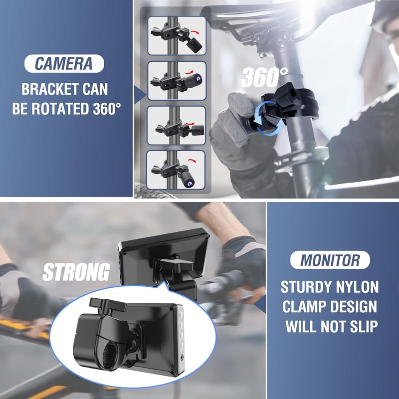 PARKVISION Kerékpár Visszapillantó Tükör 4.3" Monitor 1080P Éjszakai Látással