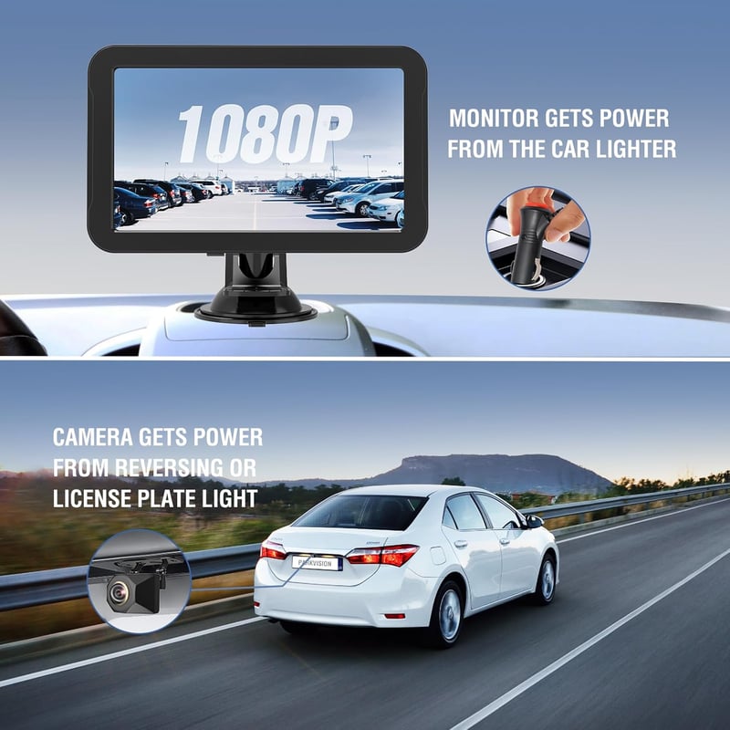 PARKVISION Tolatókamera éjjellátóval, 7 hüvelykes LCD monitor, 12V-24V, lakóautó, lakókocsi, teherautó