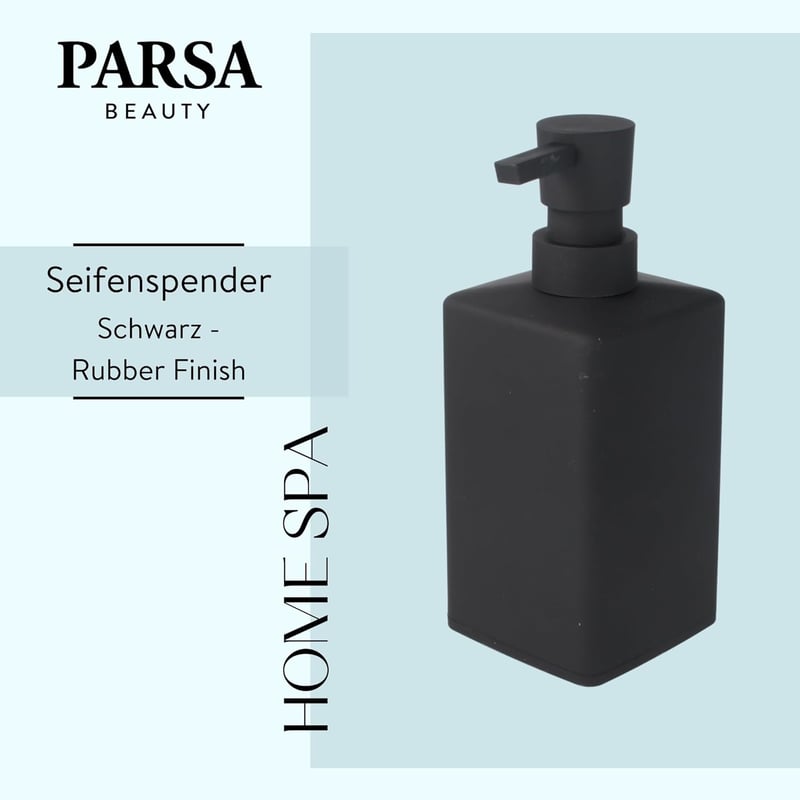 PARSA Beauty Szappanadagoló Fekete - Folyékony Szappan Diszpenzér Gumibevonattal