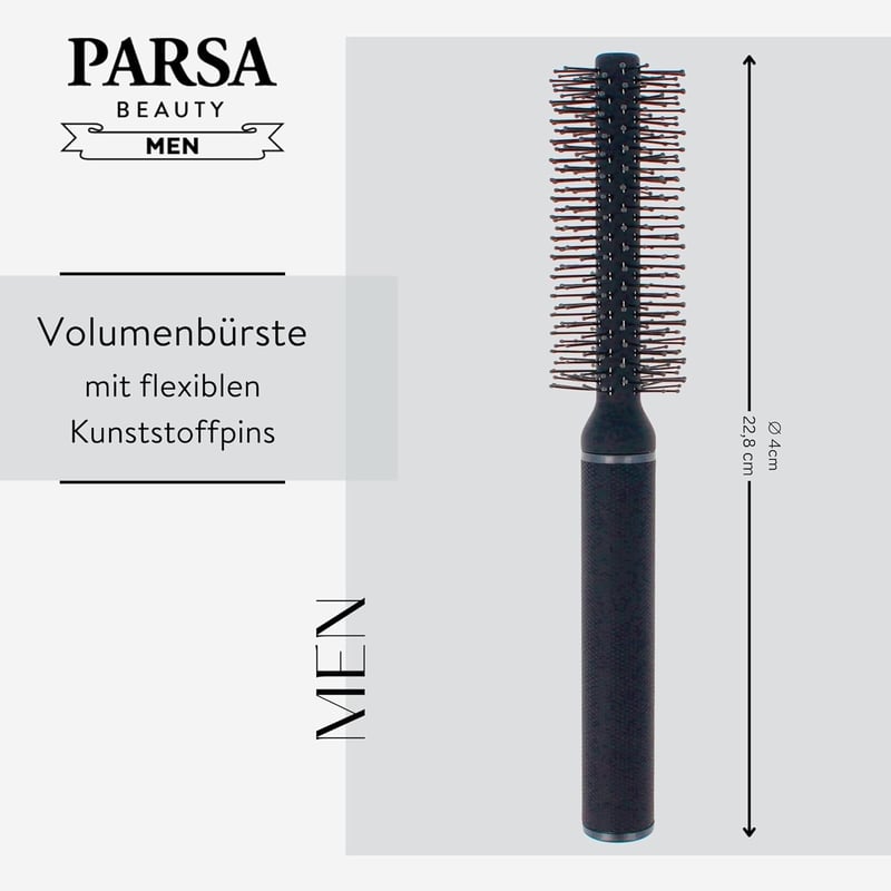 PARSA Men Kerek Hajkefe - Szárító és Formázó Kefe Szénnel