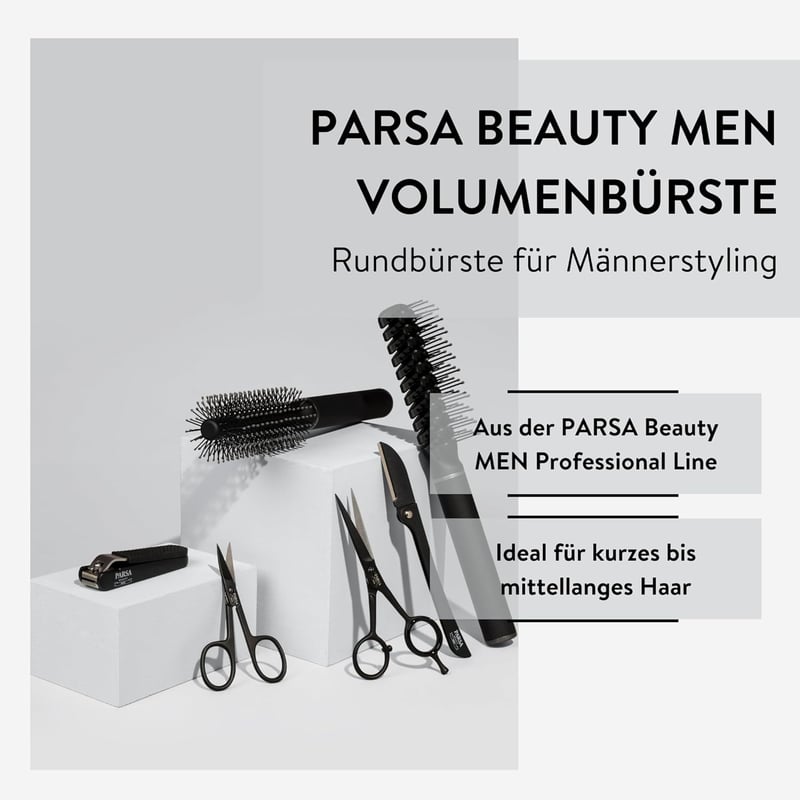 PARSA Men Kerek Hajkefe - Szárító és Formázó Kefe Szénnel