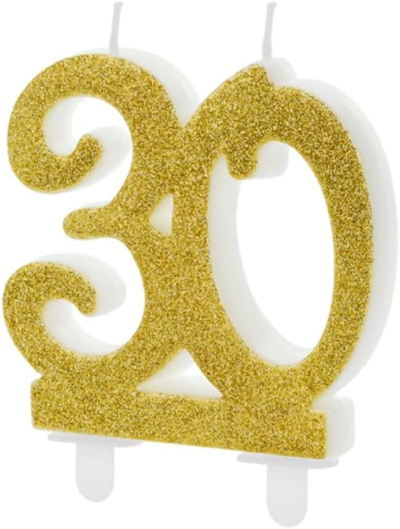 PartyDeco 30-as Szám Születésnapi Gyertya Arany Csillogó Tortadísz Sütemény Dekoráció Felnőtt Gyerek Szülinap Évforduló