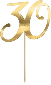PartyDeco 30-as Tortadísz 20,5 cm Születésnapi Évfordulós Tortadekoráció - Gold-coloured 1