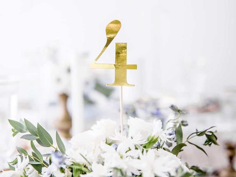 PartyDeco Asztalszámok 26 cm 11 db Arany Tortadísz Esküvő Születésnap - Gold, Gold