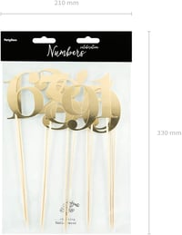 PartyDeco Asztalszámok 26 cm 11 db Arany Tortadísz Esküvő Születésnap - Gold, Gold 8