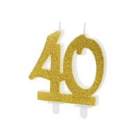 PartyDeco svjetlucava rođendanska svjećica - zlatna - broj 40 1