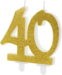 PartyDeco Születésnapi Gyertya Glitter Arany 40-es Szám 10 cm 1