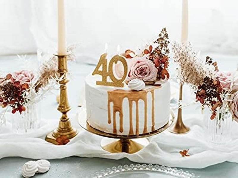PartyDeco Születésnapi Gyertya Glitter Arany 40-es Szám 10 cm