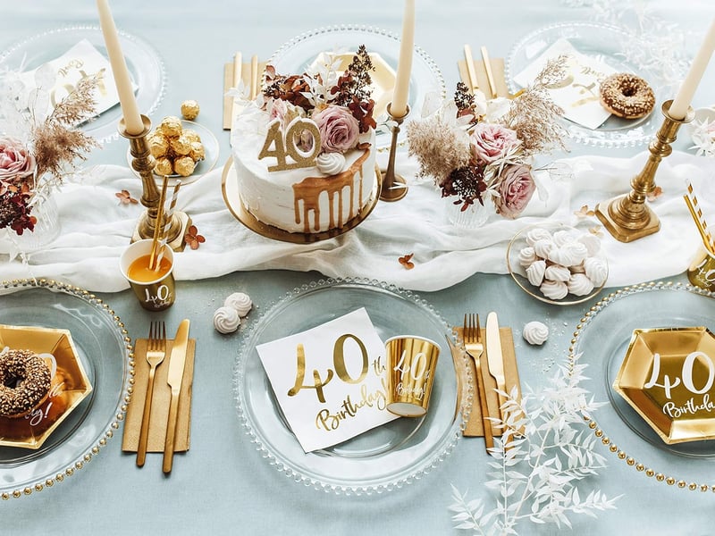 PartyDeco Születésnapi Gyertya Glitter Arany 40-es Szám 10 cm