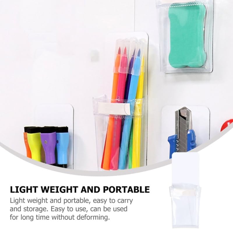 PartyKindom 4 db mágneses átlátszó tolltartó PVC zsebbel, whiteboard marker és ceruza szervezőhöz