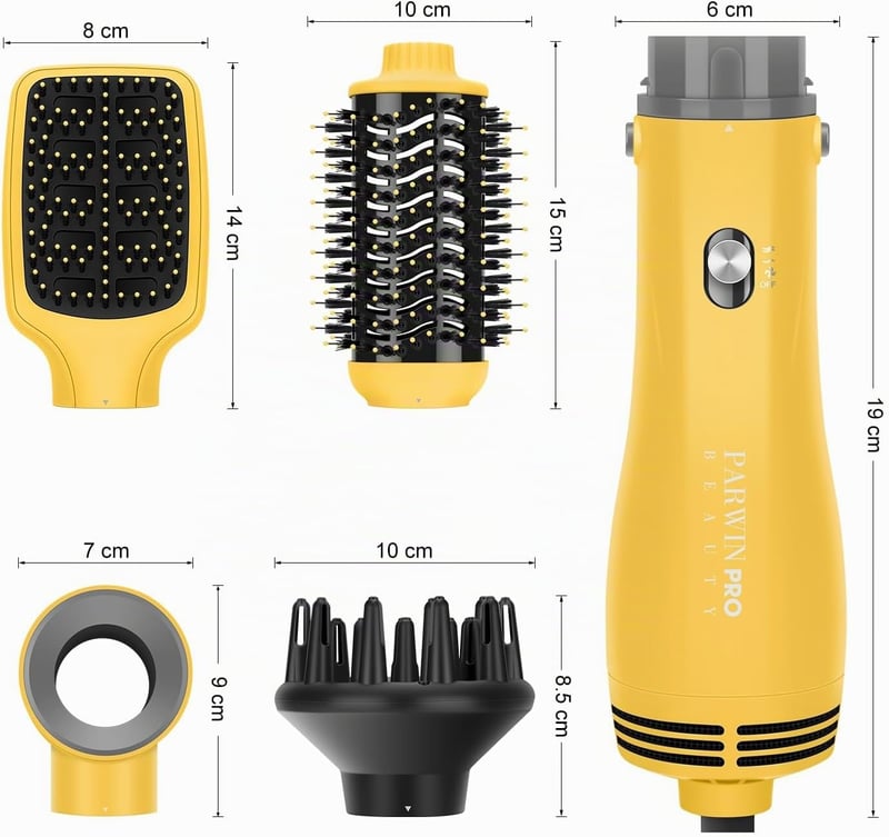 Parwin Pro Beauty 4az1-ben Hajszárító Kefe Készlet Ionos Technológiával Sárga