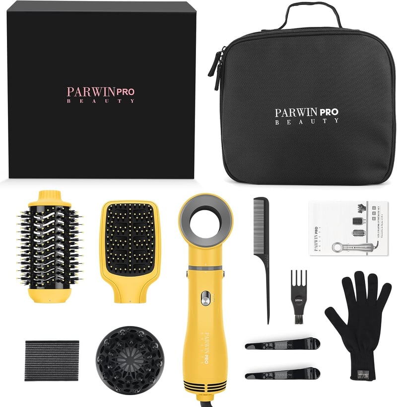 Parwin Pro Beauty 4az1-ben Hajszárító Kefe Készlet Ionos Technológiával Sárga
