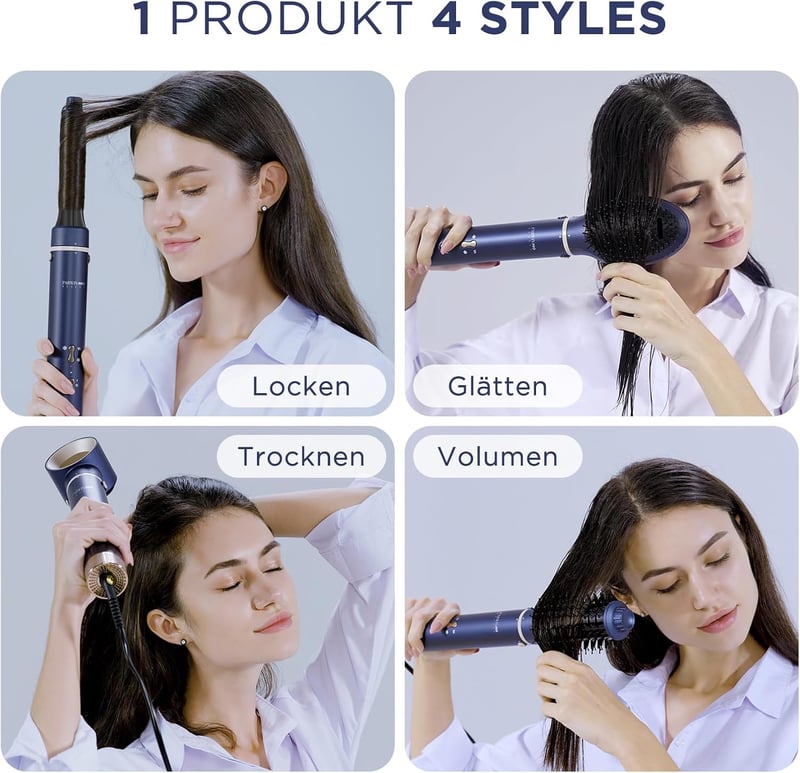 PARWIN PRO BEAUTY 5 az 1-ben Airstyler Hajszárító Göndörítő Kefe Szett Kék