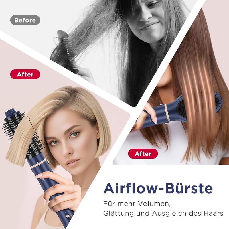 PARWIN PRO BEAUTY 5 az 1-ben Airstyler Hajszárító Göndörítő Kefe Szett Kék