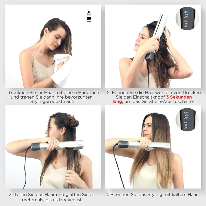 PARWIN PRO BEAUTY Ionos Légáramú Hajegyenesítő 160°C, Nedves-Száraz Használatra, 1200W - Champagne Silver Pro