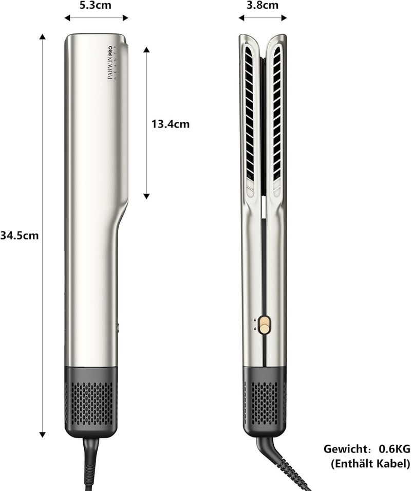 PARWIN PRO BEAUTY Ionos Légáramú Hajegyenesítő 160°C, Nedves-Száraz Használatra, 1200W - Champagne Silver Pro