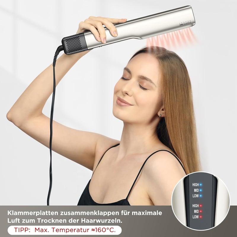 PARWIN PRO BEAUTY Ionos Légáramú Hajegyenesítő 160°C, Nedves-Száraz Használatra, 1200W - Champagne Silver Pro