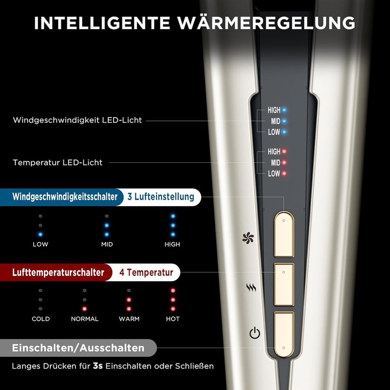 PARWIN PRO BEAUTY Ionos Légáramú Hajegyenesítő 160°C, Nedves-Száraz Használatra, 1200W - Champagne Silver Pro