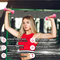 Sada neoprénových činiek Passer 2 ks, ručné činky pre ženy a deti, 2 x 0,5 kg, ružové, na jogu, pilates, fitness, posilňovanie a tréning 4