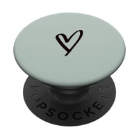 Pastelový abstraktný srdcový minimalistický motív pre dievčatá, minimalistické šalviovo zelené srdce, perokresba, pastelový PopSocket s vymeniteľným držiakom PopGrip 1