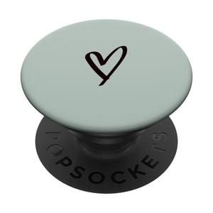 Minimalistički apstraktni srcoliki dizajn u pastelnim bojama za djevojke, minimalistički crtež srca u žalfija zelenoj boji, pastelni PopSocket s izmjenjivim PopGrip držačem